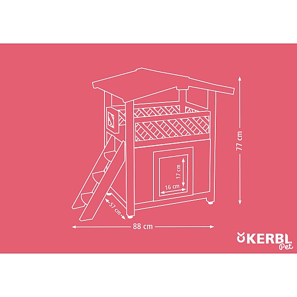 KERBL Σπίτι Γάτας / Μικρόσωμο Σκυλάκι 4-Seasons Deluxe με Μόνωση 88 x 57 x Υ77 cm