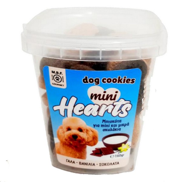 M.B.F. Dog Cookies Mini Hearts Γάλα - Βανίλια - Σοκολάτα 160gr Μπισκότα Για Μικρά Σκυλάκια 