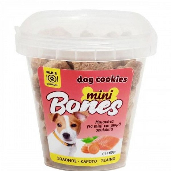 M.B.F. Cookies Mini Bones Σολομός Καρότο Σέλινο 160gr Μπισκότα Για Μικρά Σκυλάκια 
