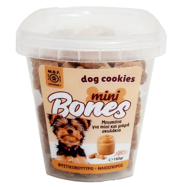 M.B.F. Cookies Mini Bones Φυστικοβούτυρο - Ηλιόσπορος 160gr Μπισκότα Για Μικρά Σκυλάκια 
