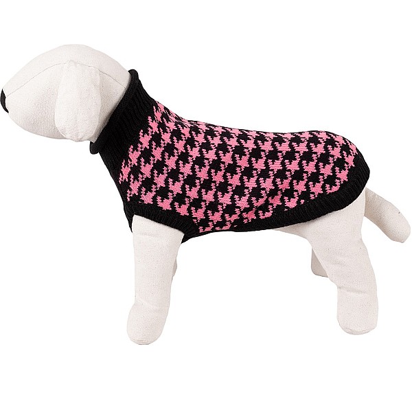 Πουλόβερ Σκύλου Μαύρο & Ρόζ 35cm