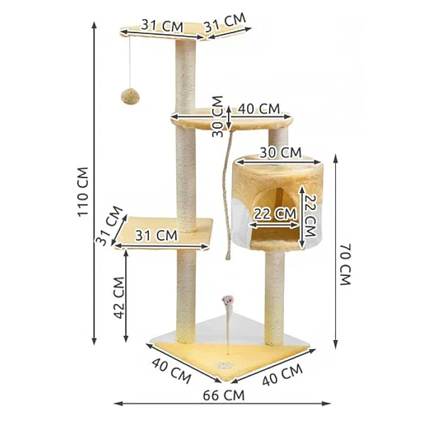 Γατόδεντρο 5 Επίπεδα Μπεζ 40x66xY110cm