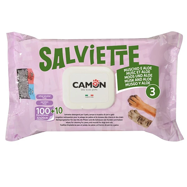 Camon Μαντηλάκια Καθαρισμού 32x20cm 110τεμ με άρωμα λευκού μόσχου & αλόης