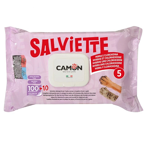 Camon Μαντηλάκια Καθαρισμού 32x20cm 110τεμ με Μύρο και Χλωρεξιδίνη 