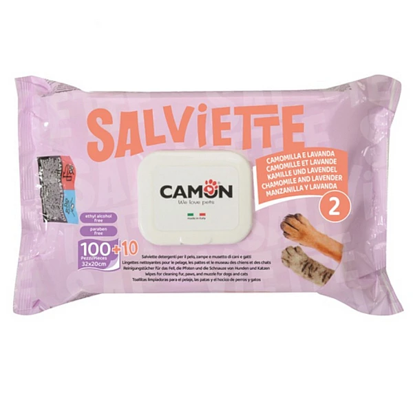 Camon Μαντηλάκια Καθαρισμού 32x20cm 110τεμ Χαμομήλι και Λεβάντα 