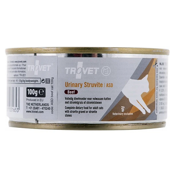 TROVET Κονσέρβα Για γατες URINARY STRUVITE ASD ΜΕ Μοσχάρι 100gr