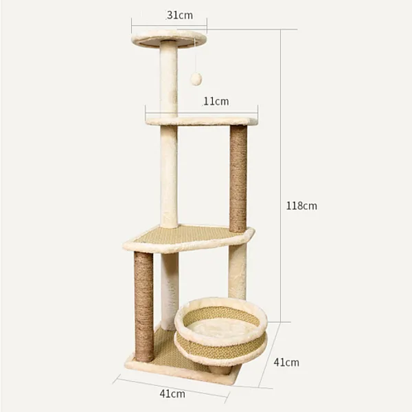 Γατόδεντρο 4 Επιπέδων 40*40*Y118cm Μπεζ