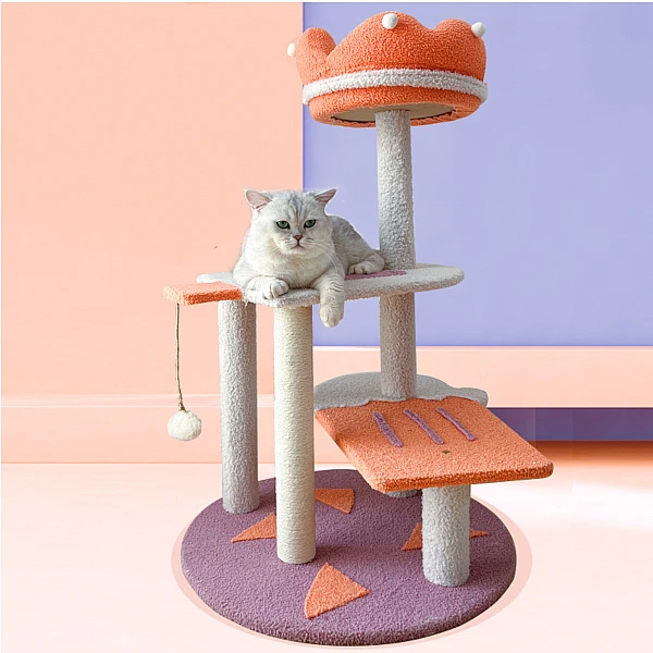 Γατόδεντρο Πορτοκαλί / Μοβ/ Άσπρο 60*60*Υ100cm