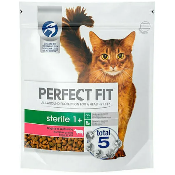 Perfect Fit Sterile 1+ Ξηρά Τροφή για Ενήλικες Στειρωμένες Γάτες με Μοσχάρι 0.75kg 