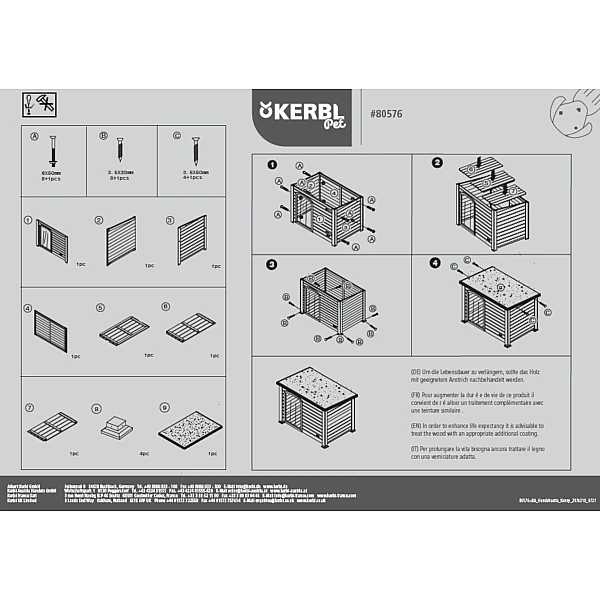 kerbl Σπίτι Σκύλου Ξύλινο Μεγάλο Kenny 113x77xυ81 cm
