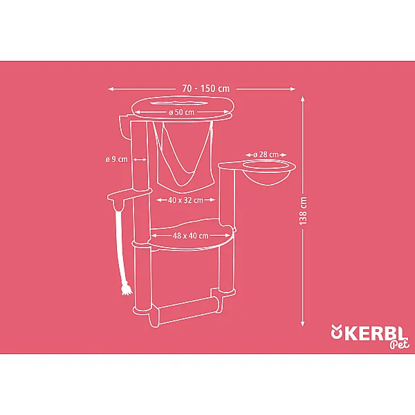 KERBL Επιτοίχιο Ονυχοδρόμιο Γάτας  Dolomit Grappa Pro 70x50x138, taupe