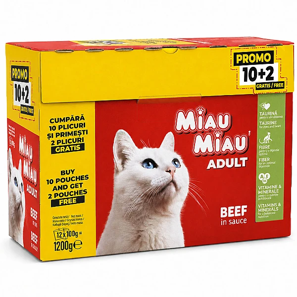 Miau Miau Multipack Adult σε Σάλτσα 12x100g Μοσχάρι