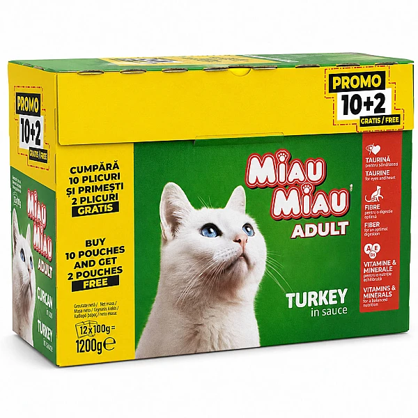 Miau Miau Multipack Adult σε Σάλτσα 12x100g Γαλοπούλα 