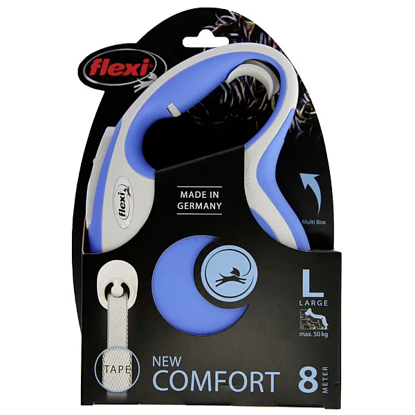 flexi Leash New Comfort L 8m Ταινία max 50kg, Μπλέ