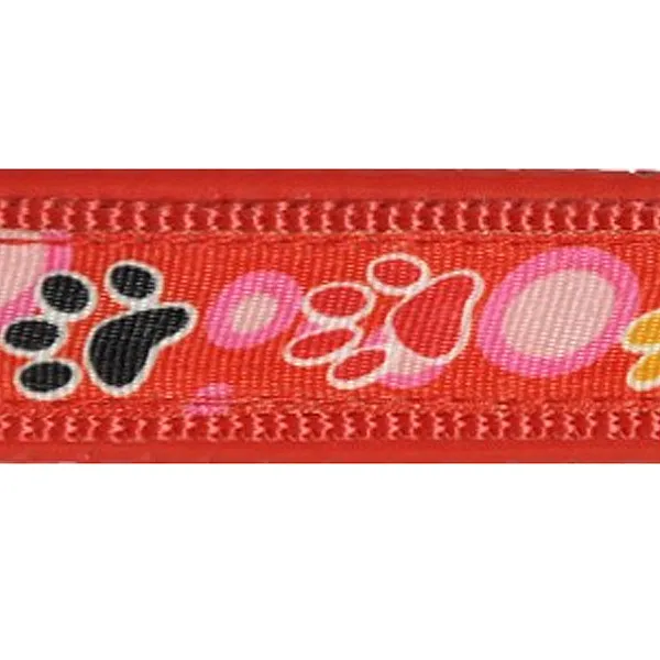 Επιστήθιο Σκύλου με Επένδυση 50-55cm 1.5cm Πλάτος Κόκκινο Πατούσες